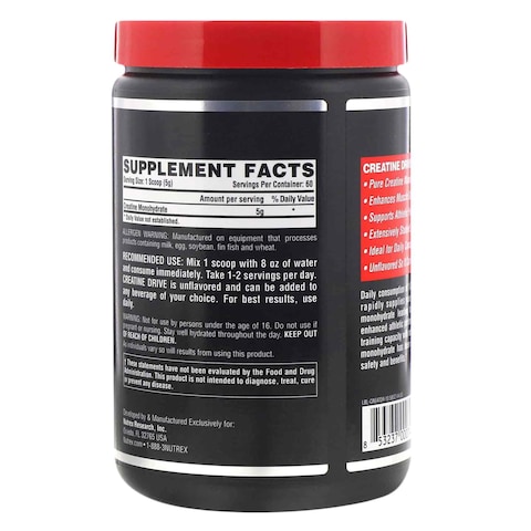 Nutrex Creatine Drive Pure Creatine Monohydrate Dietary Supplement 300g