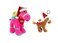 Bundle item - Dark Pink camel with Santa hat with Merry Christmas print on red bandana, size 18cm + Brown key ring with Santa Hat 12cm