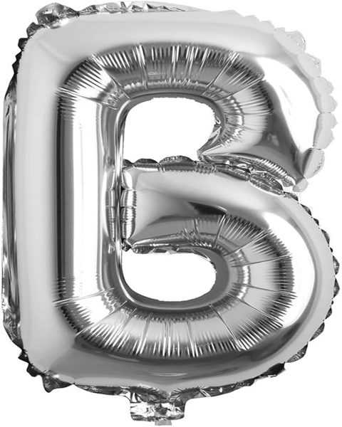 ALPHABET  B  BALLOONS 32 INCH FOR DECORATION SILVER IN COLOUR