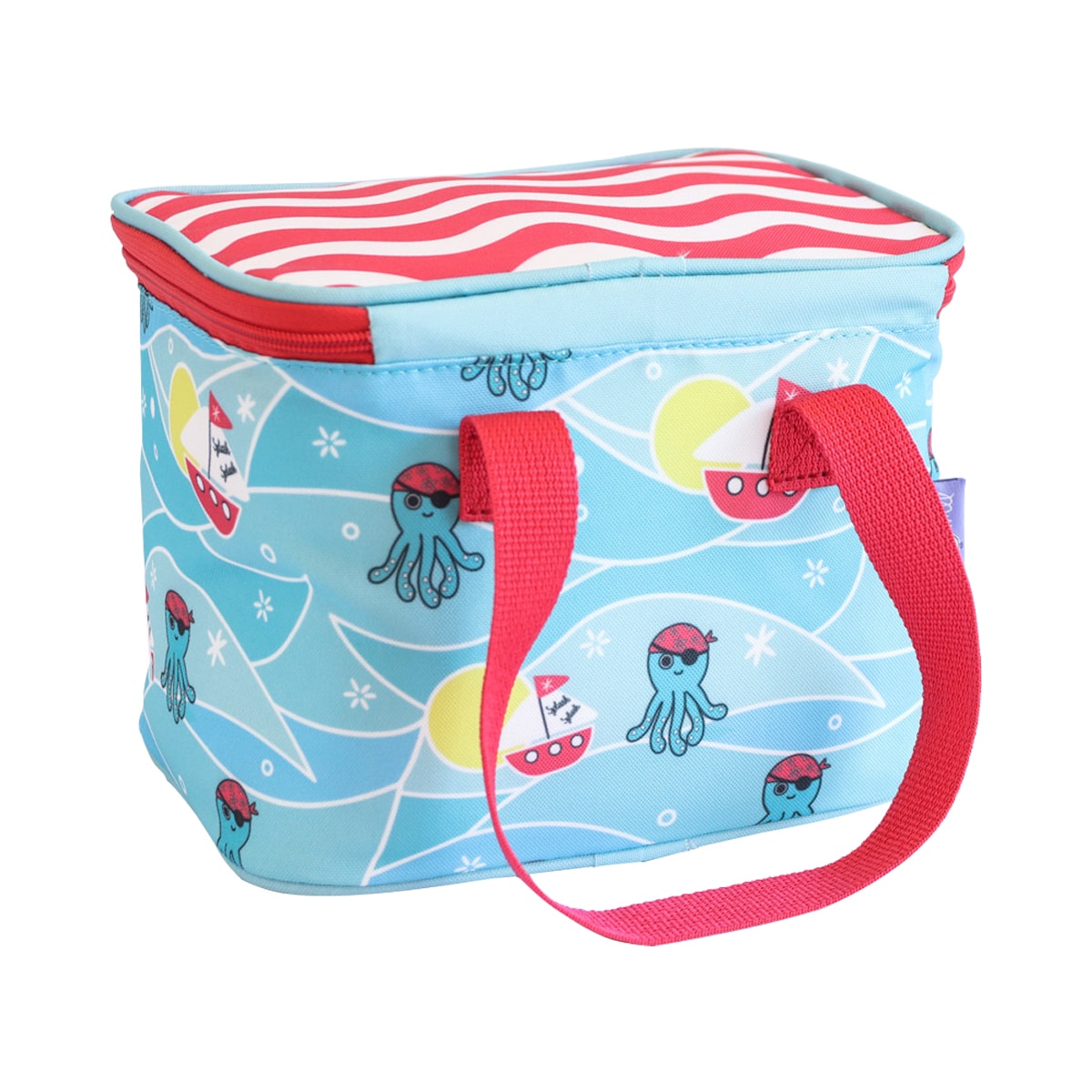 Isolierte Lunch-Tasche Für Kinder Mit 2 Fächern – Blau Floral, Mit Schultergurt, Wasserabweisend