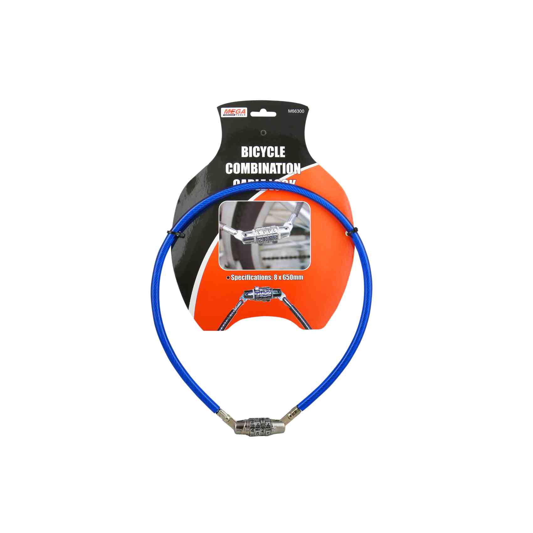 Buy Mega Bicycle Combination Cable Lock Blue Online Carrefour UAE