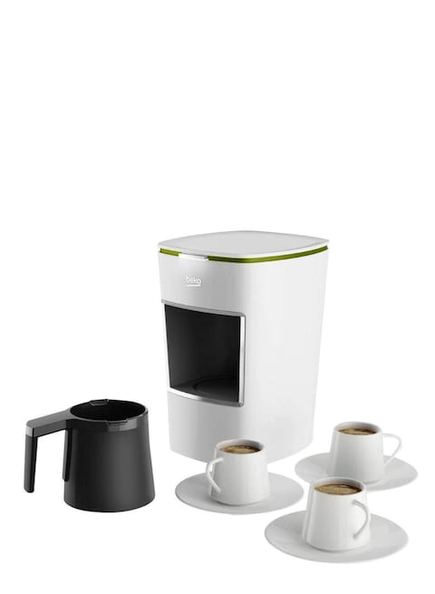 Beko Single Pot Bkk 2300 Turkish Coffee Maker Mini Keyf Coffee Machine Making up to 3 cups White, Green line