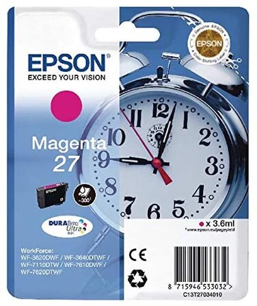 Epson 27 Magenta Ink Cartridge For Workforce 3620 Dwf 3640Dtwf 7110Dtw 7610Dwf 7620Dtwf