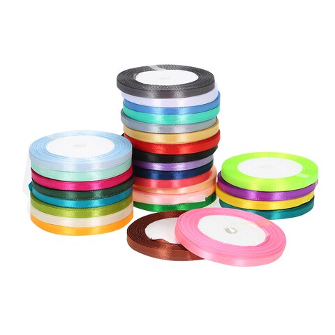 Generic-25 Yards/Roll 6mm Width Silk Satin Ribbon DIY Handmade Materials for Home Wedding Party Decorations Invitation Card Gift Wrapping Christmas Supplies
