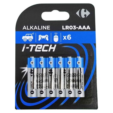 Carrefour I-Tech LR03-AAA Alkaline Battery Silver Set of 6