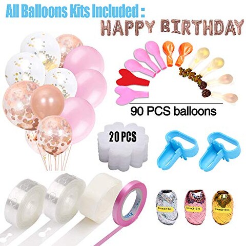 Balloon Pump,132 PCS Electric Balloon Blower 110V 600W Portable Dual Nozzles Electric Balloon Air Pump Electric Balloon Inflator with 90 PCS Balloons, Tying Tools, 20 Flower Clips, Tape Strip, Colored Ribbon and Dot Glues for Party Decoration
