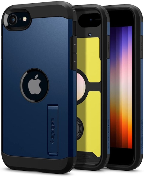 Spigen Tough Armor designed for iPhone SE 3 case cover (2022) / iPhone SE case (2020) with Extreme Impact Foam - Navy Blue