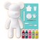 DIY CREATE YOUR OWN UNIQUE ACRYLIC FLUID POURING PAINT MONEY SAVING BEAR (13 inch - 33 cm) COMPLETE SET, Colors: Rose-Red, Blue-Green, Fluorescent-Pink, Mint-Green, Lemon-Yellow, Fun Creative Gift