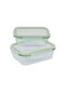 Royalford 2-Piece Glass Container Set Green/Clear 20.6X7X15.6Cm