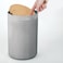 Grey Waste Bin With Bamboo Lid