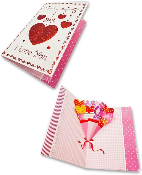 Party Time 1pc 3D Pop Up Greeting Card, Valentines Day Card, Anniversary Card, Birthday Card, Mother&#39;s Day Gift, Anniversary Gift, Valentines Day Gift - I Love You Design