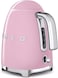 Smeg KLF03PKUK Retro Style Kettle, Water Level Indicator, 360 Swivel Base, Anti-Slip Feet, Soft Opening Lid, Stainless Steel, 3000 W, 1.7 Litre, Pink