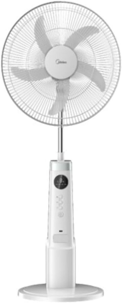 Midea Rechargeable Stand Fan With Remote, 9 Speed Settings With 25W Power, Cordless Support, 5 Blade With 11 Hours Battery Run Time, Best For Home &amp; Office - FS4523MRD