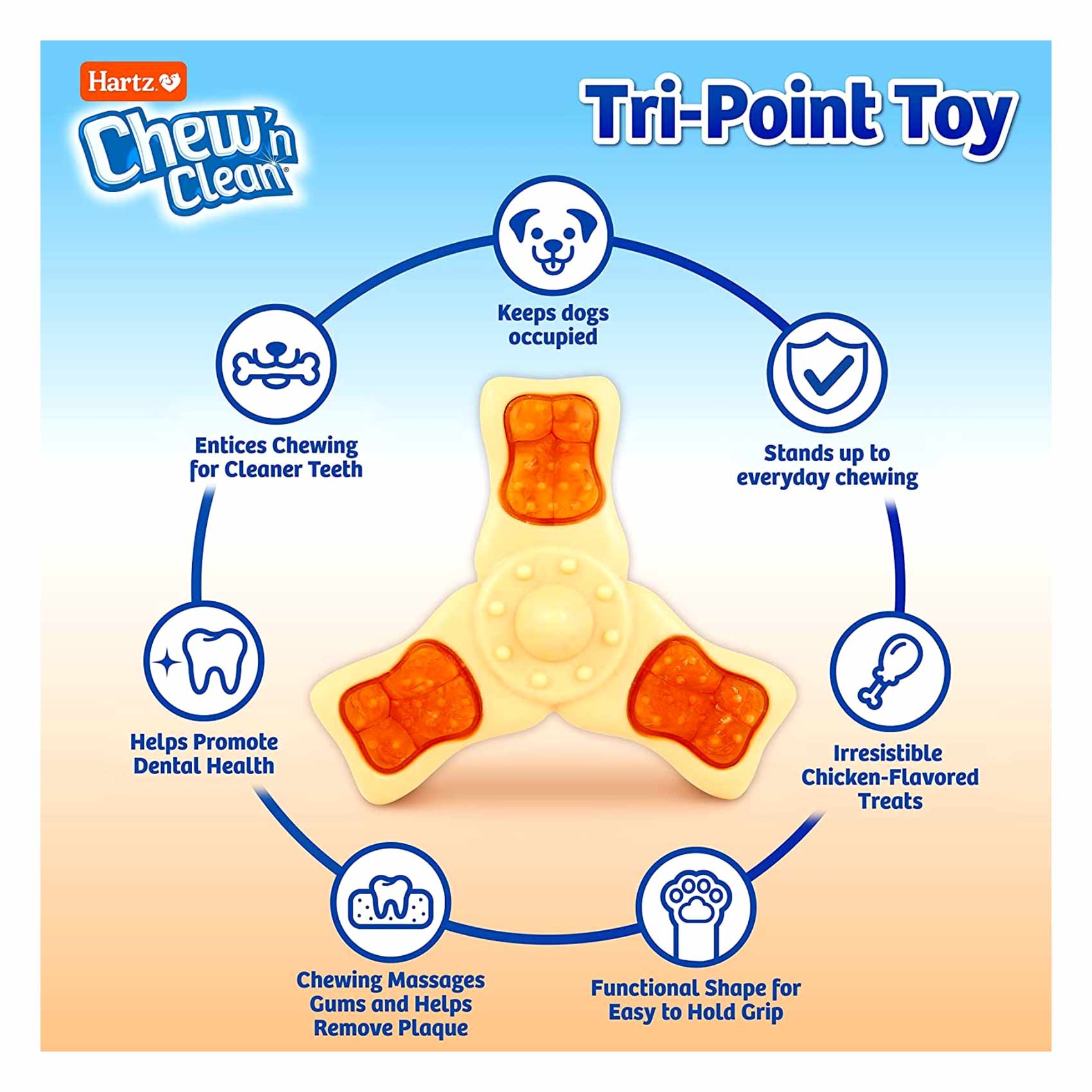 Hartz Chew 'n Clean Tri-Point Toy Chicken Flavored For Medium Dog product thumbnail 5