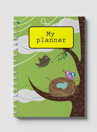 Lowha Spiral Notebook With 60 Sheets And Hard Paper Covers With Birds Nest Design, For Jotting Notes And Reminders, For Work, University, School