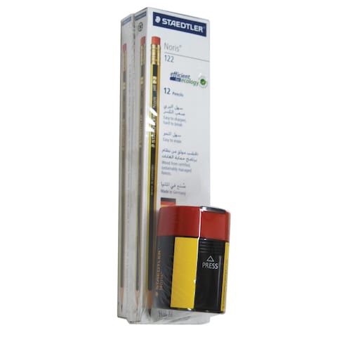 Staedtler Noris 122-HBA HB Pencils 2 PCS and Sharpener 511-004