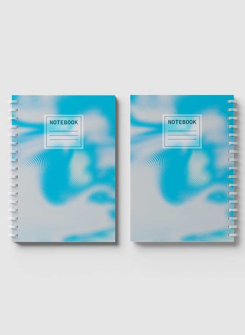 Lowha Spiral Notebook With 60 Sheets And Hard Paper Covers With Abstract Blue Texture Design, For Jotting Notes And Reminders, For Work, University, School