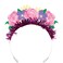 Creative Converting- Floral Fairy SparkleTiara With Fringe 4pcs< >Green/Pink/White< >