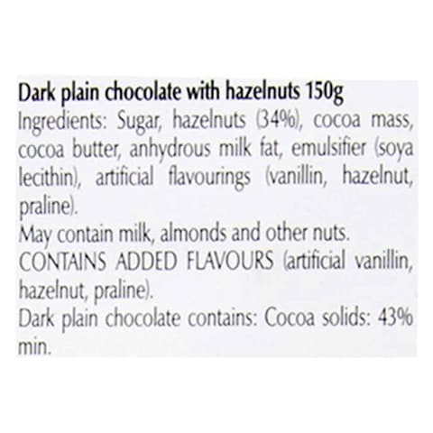 Lindt Les Grandes 34% Hazelnut Dark Chocolate Bar 150g