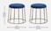 Wooden Twist Modern Pipe Style Iron Stand Pouffe &amp; Ottoman Stool with Cushioned Seating for Home D&eacute;cor