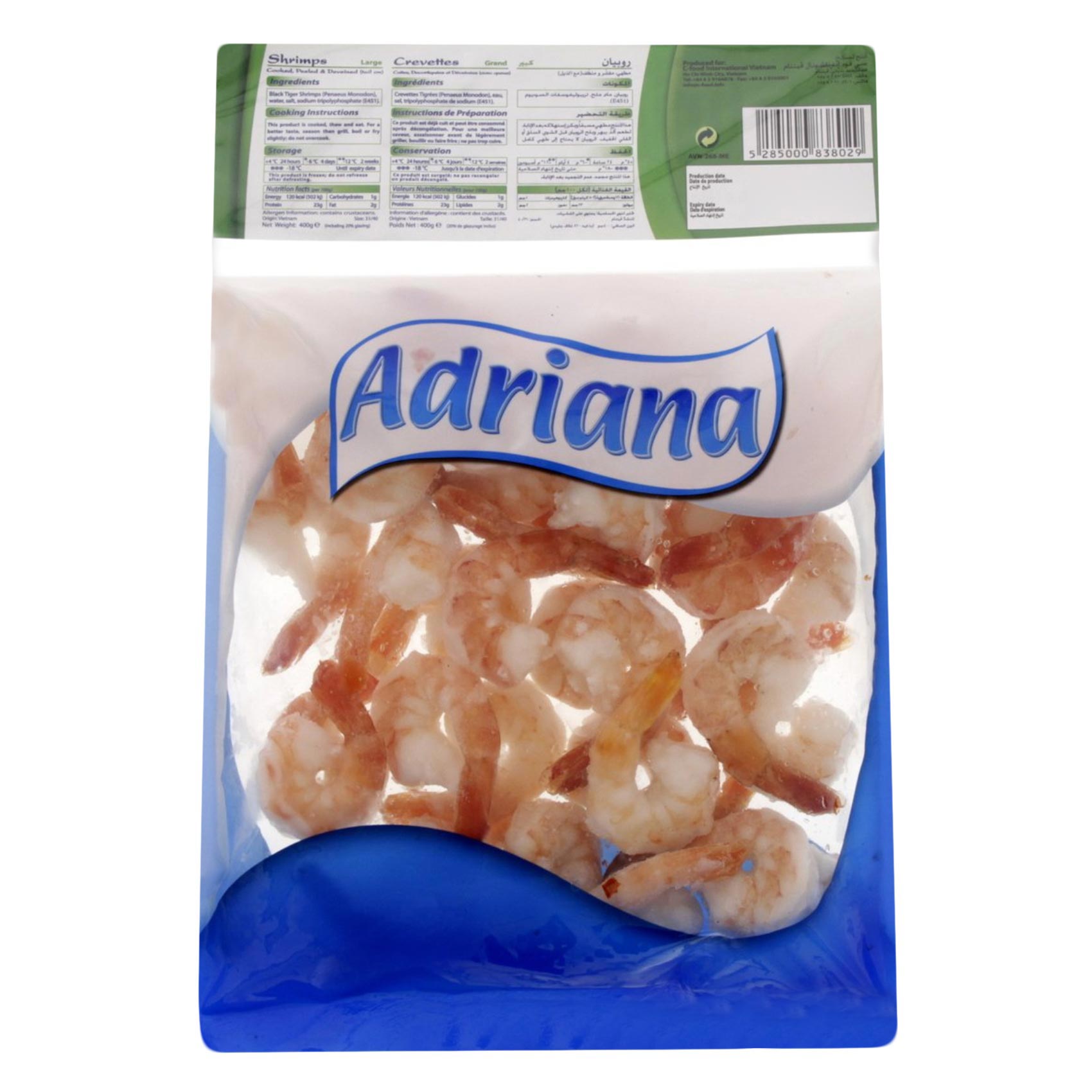 Adriana Shrimp Cooked And Peeled Large 400 Gram product thumbnail 2
