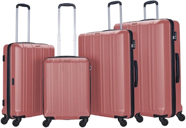 STARGOLD Hardside spinner ABS trolley luggage  set of 4 pieces with number lock-Rose Pink