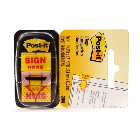 3M Post It Flags Sign Here 6809. 1 x 1.7 in 25.4 mm x 43.2 mm 50 FlagsPack