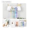Toothbrush Holder, 5 Slots 2 Cups Multifunctional Space-Saving Toothbrush and Toothpaste Holder, Dust Protection Cover Drain Holes Suction Hook Wall Mounted for Washroom and Bathroom