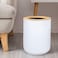 White Waste Bin With Bamboo Lid