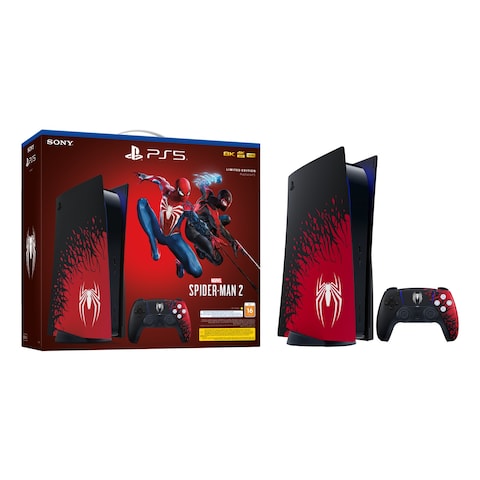 Sony Limited Edition DualSense Wireless Controller and Console with Marvel Spider-Man 2 Game Voucher Bundle for PlayStation 5