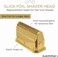 Gamma+ Replacement Gold Titanium Slick Foil Head For The Uno Men's Shaver, Better For Longer Hairs, Snaps On
