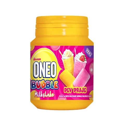 Ulker Oneo Bubble Milkshake Strawberry &amp; Banana Flavour Sugared Chewing Gum 76g