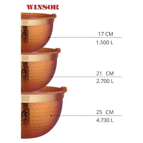 Winsor Multi-Purpose Bowl Copper 3 PCS