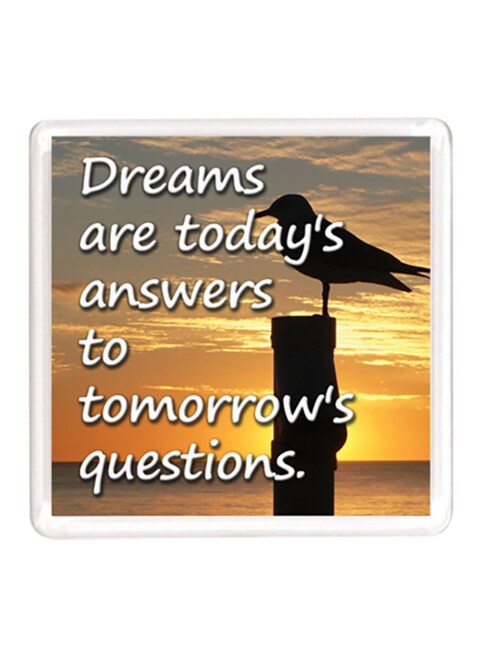 Ajooba Dubai Motivation Quote Magnet White/Yellow/Black 64X64 Millimeter