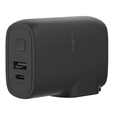 Belkin Hybrid Wall Charger Black 25W with Power Bank 5K and Travel Adapter