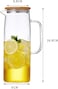 1CHASE&reg; Borosilicate Water Jug With Handle and Bamboo Lid 1200 ML, Heat Resistant Water Jug for Juice,Iced Tea Beverage etc (1200 ML)