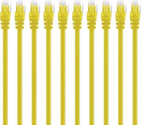 Cat 6 Ethernet Cable 2M  Patch Cable, Ethernet Cable, Network Cable, Internet Cable - 2 METER yellow - 10 PCS - DKURVE&reg;