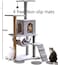 Cat Tree cat Tower Cat Condo cat tree House Cat Scratcher 130cm Wood Rattan Pet Supplies with a Largeer cat Basket Cat Bed a Roomy Condo Easy to Assemgbly (grey)

