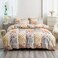 LUNA HOME King size 6 pieces Bedding Set without filler, Cream Color Flower Design