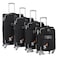 Senator Soft Shell Trolley Luggage Set of 4 For Unisex Ultra Lightweight Expandable Suitcase With 4 Wheels LL003 Black