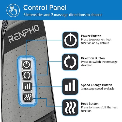 Renpho Back Neck Massager With Heat, Shiatsu Shoulder Massager With Electric Deep Tissue Kneading Massage, Pain Relief On Neck, Back, Shoulder, Waist, Leg, Calf - Use At Home, Car And Office