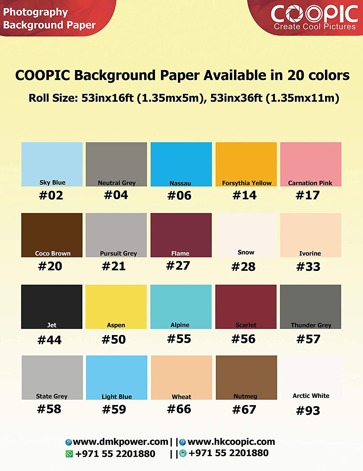 Coopic 1.35m X 11m Background Backdrop Paper For Photo Studio Portrait Seamless Collapsible Classic Fashion For Studio Professional Photographer (Arctic White) #93