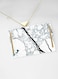 Lowha Decorative Acrylic Serving Tray With Gold Metal Handles And Marble Pattern Design 20x30 cm