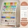 Kid Bookshelf Children's Book Rack Organizer Iron Children's Toy Storage Rack with 2 Storage Box for Playroom Bedroom Living Room