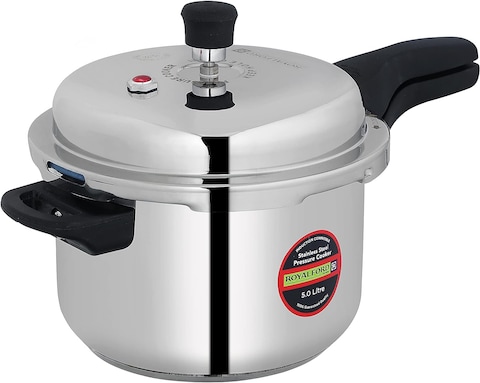 Royalford Rf10184 3.0Ltr Stainless Steel Pressure Cooker - Portable Cool Touch Handle With Steam Vent Ideal For Rice, Meat, &amp; More, Multi