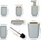 Bamboo Bathroom Accessories Set of 6 Modern Design 6 Pieces Bathroom Accessory Set Soap Dispenser Toothbrush Holder Tooth Mug Soap Dish Toilet Brush Rubbish for Bathroom Home Decor (Grey)