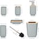 Bamboo Bathroom Accessories Set of 6 Modern Design 6 Pieces Bathroom Accessory Set Soap Dispenser Toothbrush Holder Tooth Mug Soap Dish Toilet Brush Rubbish for Bathroom Home Decor (Grey)