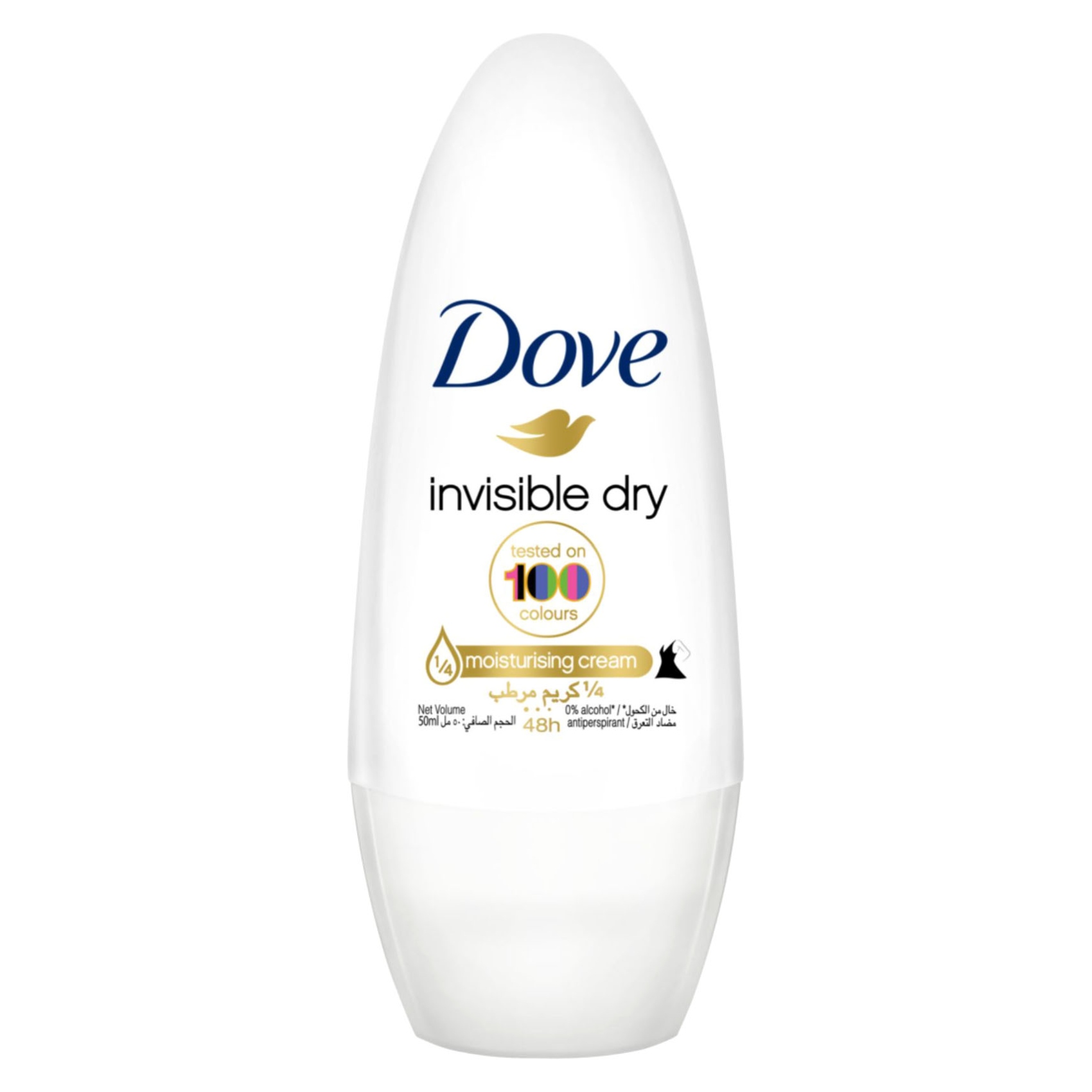 Dove Women Antiperspirant Deodorant Roll-On With 48 Hour Protection And &frac14; Moisturising Cream Invisible Dry Alcohol Free Antiperspirant 50ml