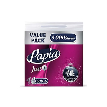 Papia Soft Facial Tissues - 4Ply - 500 Tissues - 6 Count