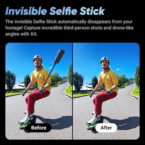 Insta360 X4 - Waterproof 8K 360 Action Camera, 4K Wide-Angle Video, Invisible Selfie Stick Effect, Removable Lens Guards, 135 Min Battery Life, AI Editing, Stabilization, for Sports, Travel, Outdoor